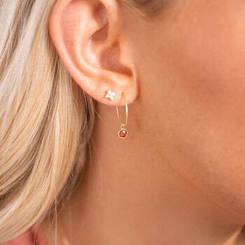 Birthstone Charm Personalised Hoop Earrings, 3 of 7