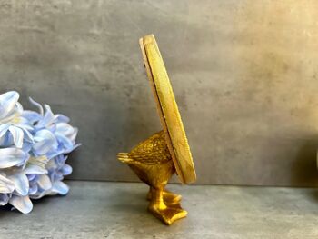 Gold Duck Leg Tabletop Mirror Round Vanity Accent Decor, 3 of 8