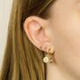 Pink Chalcedony Hoop Earrings In Gold Plated Silver, thumbnail 4 of 10