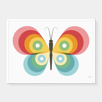 Rainbow Striped Butterfly Art Print, 2 of 3
