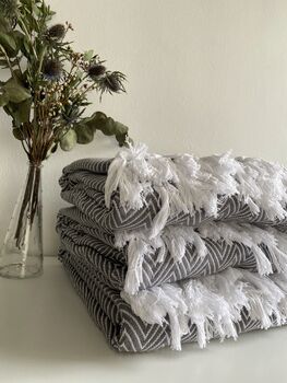Grey Herringbone Soft Cotton Bedspread, 5 of 8