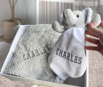 Personalised Baby Blanket And Elephant Comforter, 2 of 5