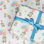 Kids Birthday Wrapping Paper Roll Folded Bear Balloon, thumbnail 3 of 3