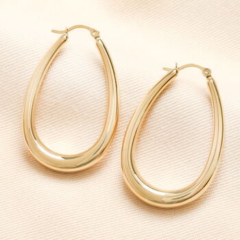 Stainless Steel Oversized Teardrop Hoop Earrings In Gold Plating, 2 of 5
