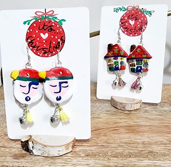 Festive Painted Father Christmas Earrings With Stand, 12 of 12