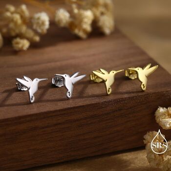 Hummingbird Stud Earrings In Sterling Silver, 9 of 10