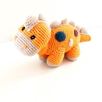 Handmade Dinosaur Steggi Orange Fair Trade Toy, 2 of 3