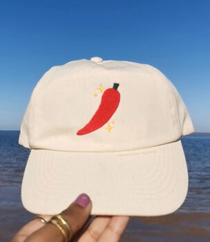 Chilli And Sparkles Embroidered Cream Hat, 4 of 8