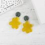 Yellow Floral Style Dangly Earrings, thumbnail 1 of 4