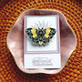 Butterfly Brooch With Green And Yellow Floral Details, thumbnail 3 of 4