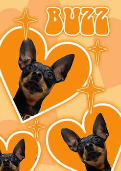Custom Pet Dog Cat Portrait Groovy Print, 3 of 5