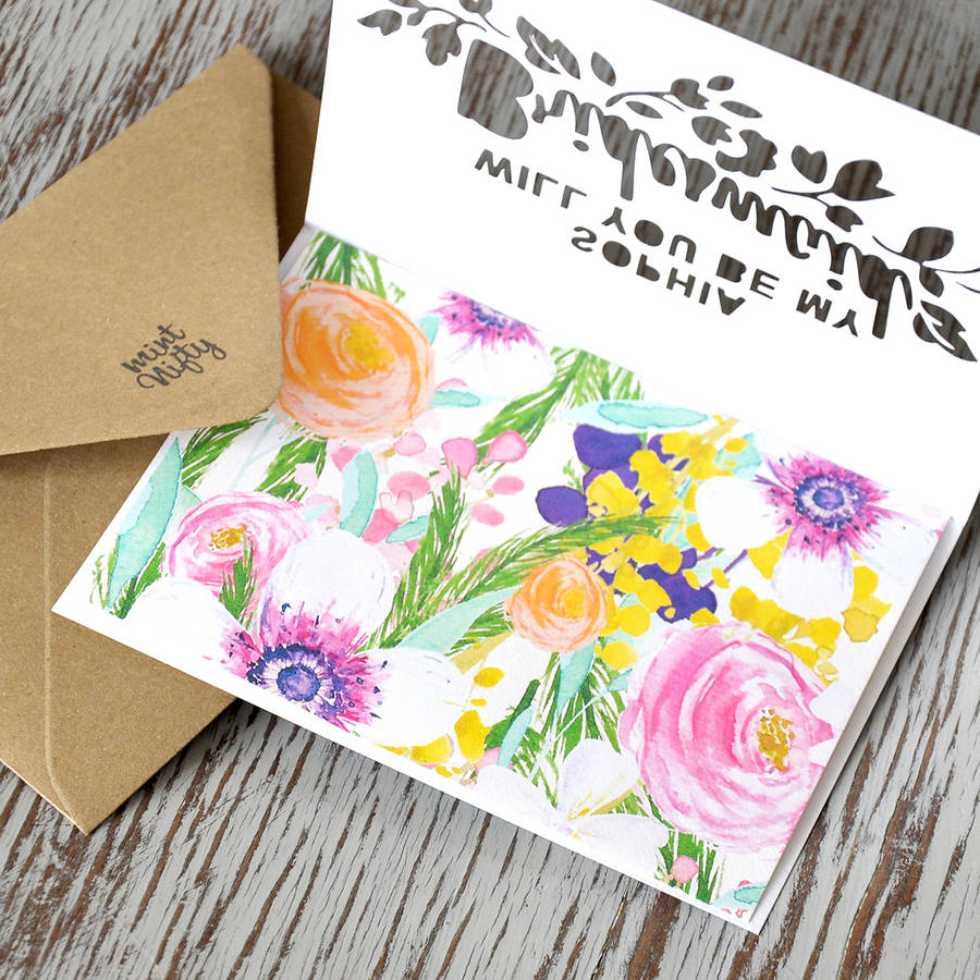 Personalised Will You Be My Bridesmaid Greeting Card By Mint Nifty 