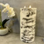 30cm Xl Marbled Grey LED Pillar Candle – Real Wax, thumbnail 6 of 12