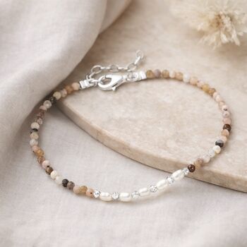 50th Birthday Sterling Silver Five Pearl Bead Bracelet, 2 of 6