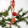 Personalised Rudolph Decoration With Pom Pom Nose, thumbnail 4 of 5
