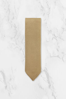 Wedding Handmade 100% Polyester Knitted Tie In Beige, 2 of 8
