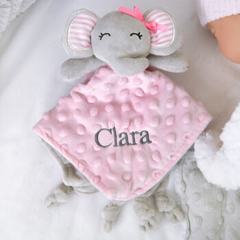 Personalised Pink Bobble Elephant Baby Comforter, 2 of 5