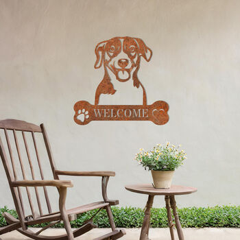 Personalised Jack Russell Terrier Welcome Metal Wall Art Sign For Home And Garden Gift, 8 of 11