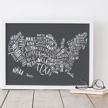 Illustrated USA Map Print By Old English Company | notonthehighstreet.com