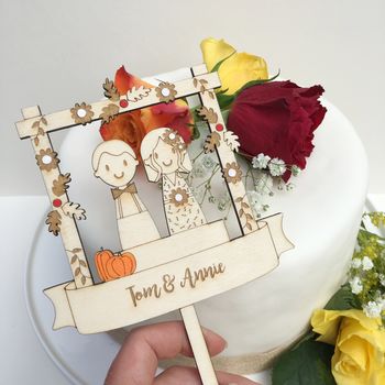 Personalised Autumn/Fall Wedding Cake Topper, 3 of 4