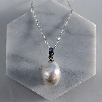 Baroque Pearl Pendant On Sterling Silver Chain, 6 of 8