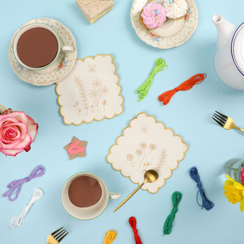 Stitch Your Flowers Coasters Embroidery Kit, 5 of 8