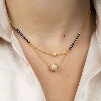 Indian Gold Plated Black Bead Mangalsutra Necklace, 3 of 5