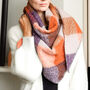 Chunky Triangular Orange And Lilac Knit Scarf, thumbnail 1 of 9