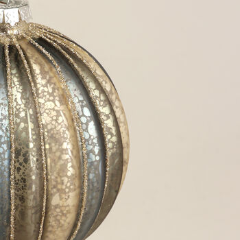 G Decor Glass Grey And Gold Mottled Christmas Baubles, 6 of 6