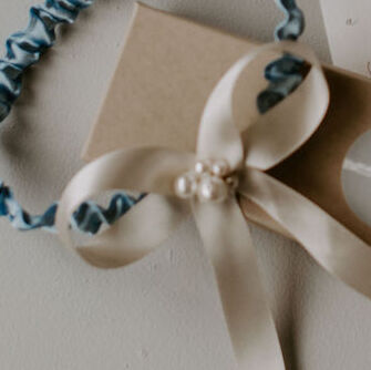Personalised Pearl Cluster Blue Wedding Garter, 3 of 9