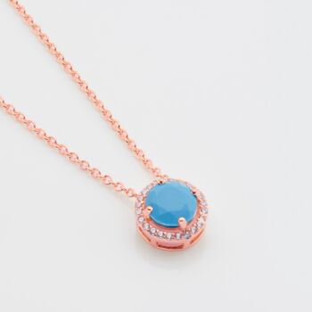 Round Turquoise 18k Rose Gold Plated Necklace, 2 of 5