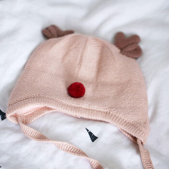 Reindeer Soft Yarn Knit Hat For Baby And Toddler, 10 of 12