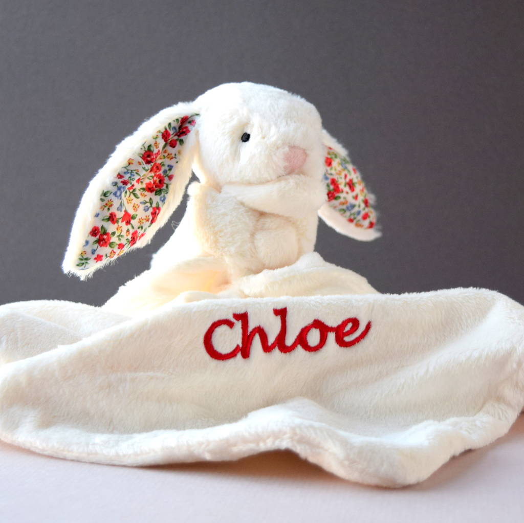 Personalised Floral Bunny Comforter Blanket By The Alphabet Gift Shop