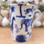 Set Of Six Straight Mugs In Blue Safari Design, thumbnail 10 of 12