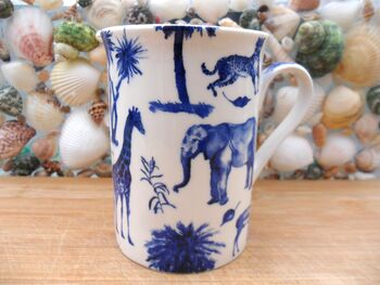Set Of Six Straight Mugs In Blue Safari Design, 10 of 12
