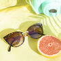 Tortoise Shell Cat Eye Sunglasses With Gold Bar Detail, thumbnail 2 of 2