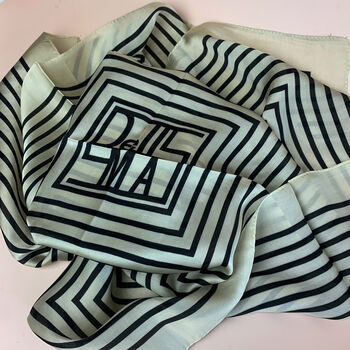 Black And Cream Geometric Striped Silky Scarf, 4 of 5