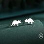 Tricerotops Dinosaur Stud Earrings In Sterling Silver, thumbnail 7 of 11