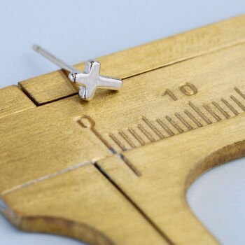 Sterling Silver Tiny Cross Stud Earrings, 3 of 5