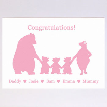 Personalised New Baby Boy Or New Baby Girl Bears Card, 4 of 8