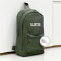 Khaki Personalised Name Design Unisex Mini Backpack, thumbnail 2 of 3