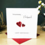 Embroidered Hearts Wedding Anniversary Card For Husband, thumbnail 1 of 1