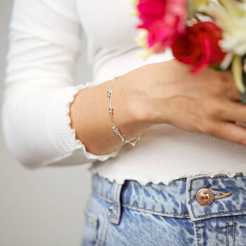 50th Birthday Solid Sterling Silver Five Star Bracelet, 2 of 5