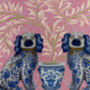 Staffordshire Dog Twins On Pink Lampshade, thumbnail 4 of 5