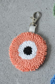 Evil Eye Punch Needle Keychain And Bag Tag, 6 of 7