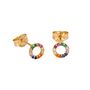 9ct Solid Gold Rainbow Cz Karma Circle Stud Earrings, thumbnail 2 of 3