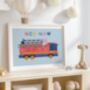 Personalised Kids Colourful Fire Engine Print, thumbnail 1 of 6