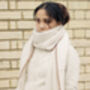 Cream Top Stitch Edge Warm Wool Blend Wrap Scarf, thumbnail 2 of 7