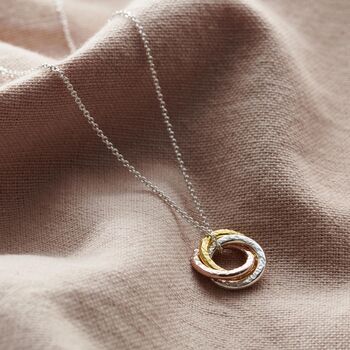 Textured Mixed Gold Mini Russian Ring Necklace, 5 of 7