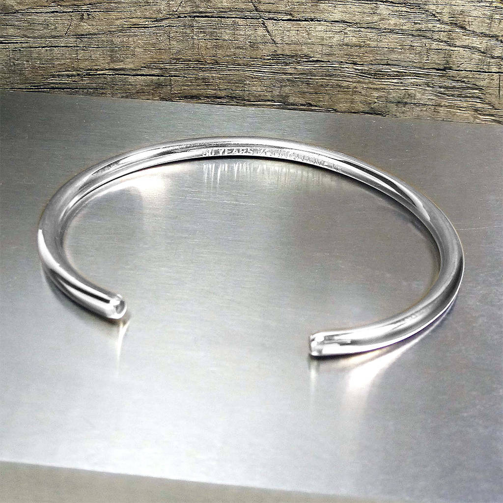 Mens Open Sterling Silver Bangle By Hersey Silversmiths